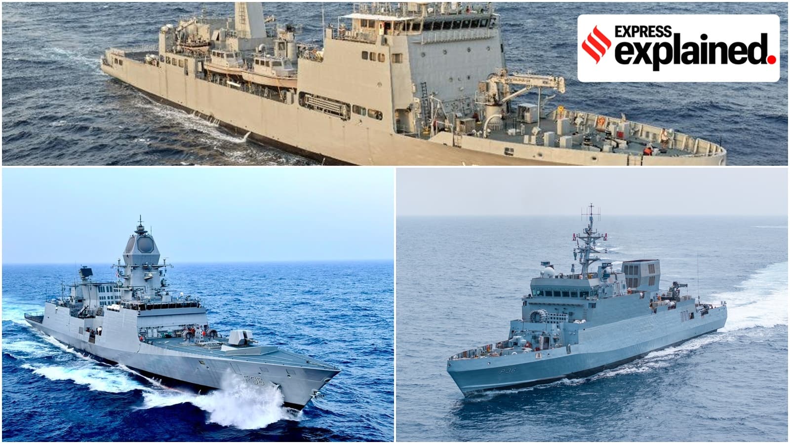 What are the three ships with three different strategic roles that Navy is inducting on Sunday