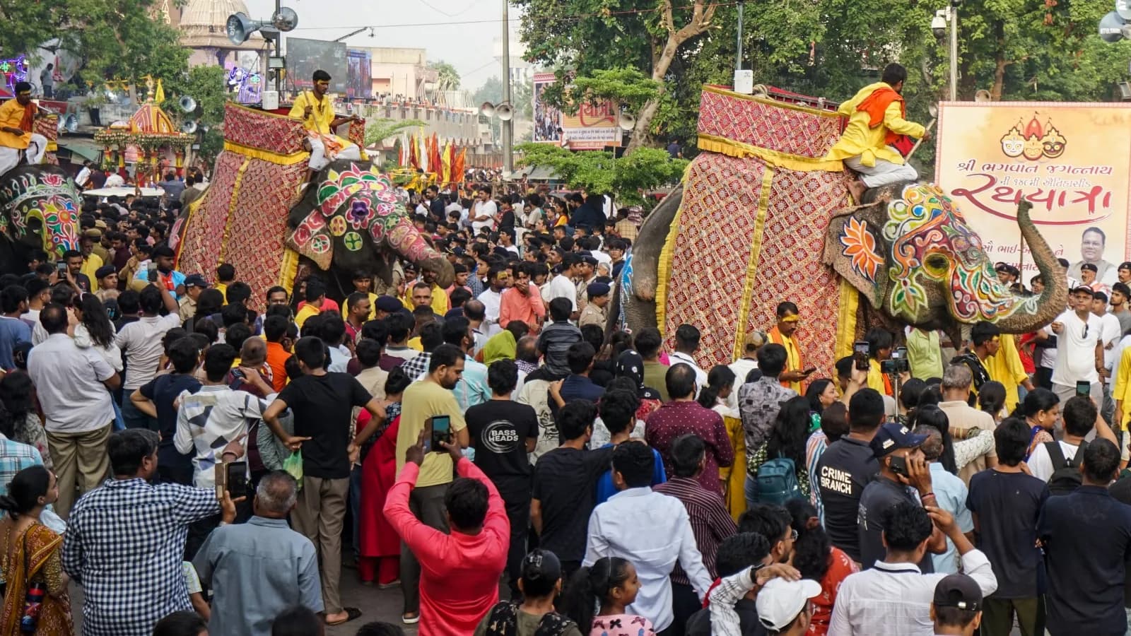 Tableau against Iran war, 18 elephants 100 trucks: Thousands attend 149th Lord Jagannath Rath Yatra in Ahmedabad