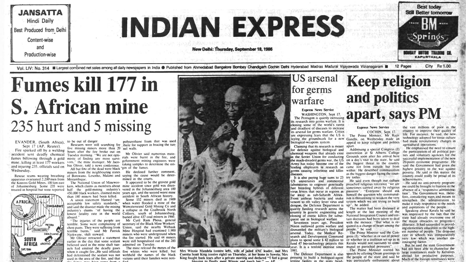 40 years ago September 18, 1986: 177 killed in South African mine