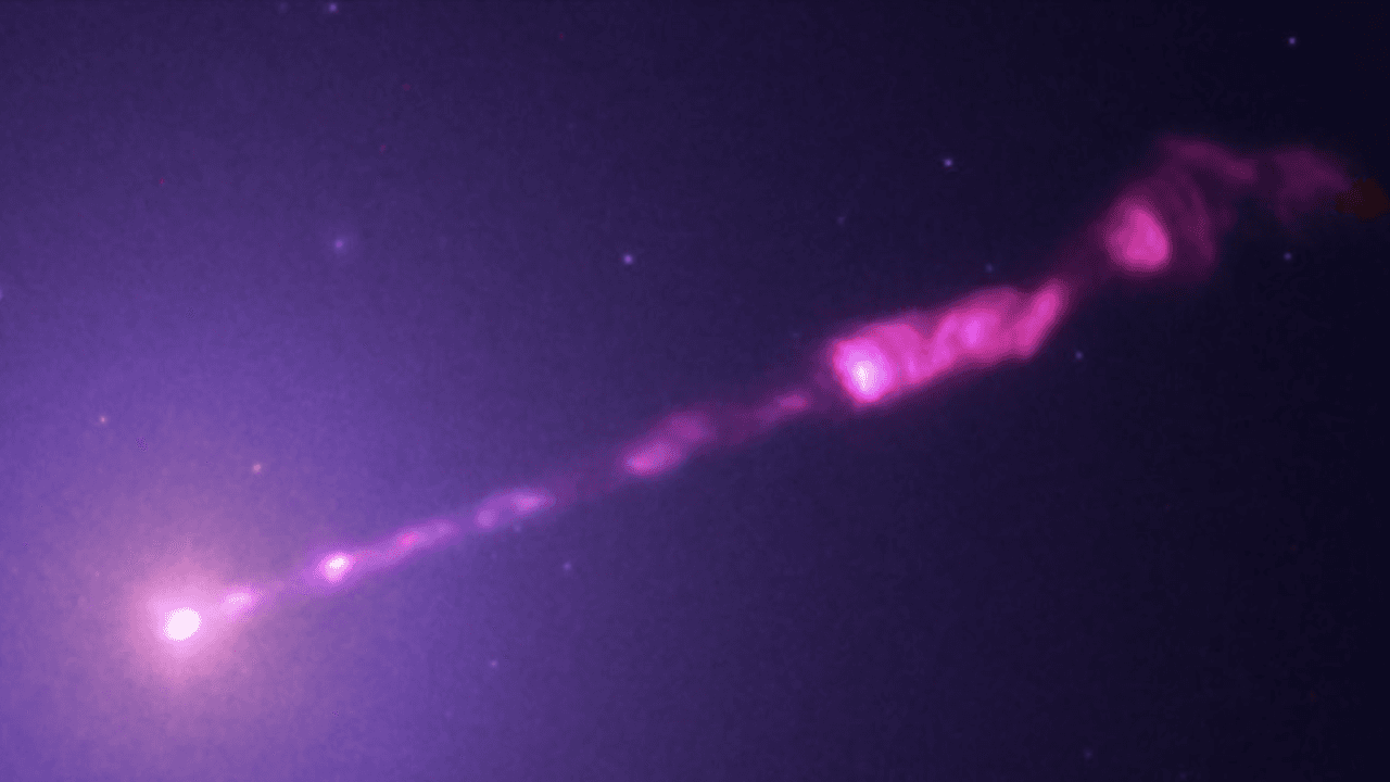 NASA X-ray spacecraft catches jet erupting from 1st supermassive black hole imaged by humanity