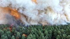 Wildfire raging south of Paris could have been set deliberately, says minister
