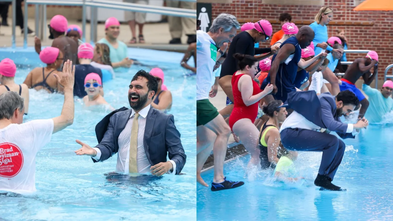 Zohran Mamdani jumps into NYC swimming pool in a suit; video sparks debate