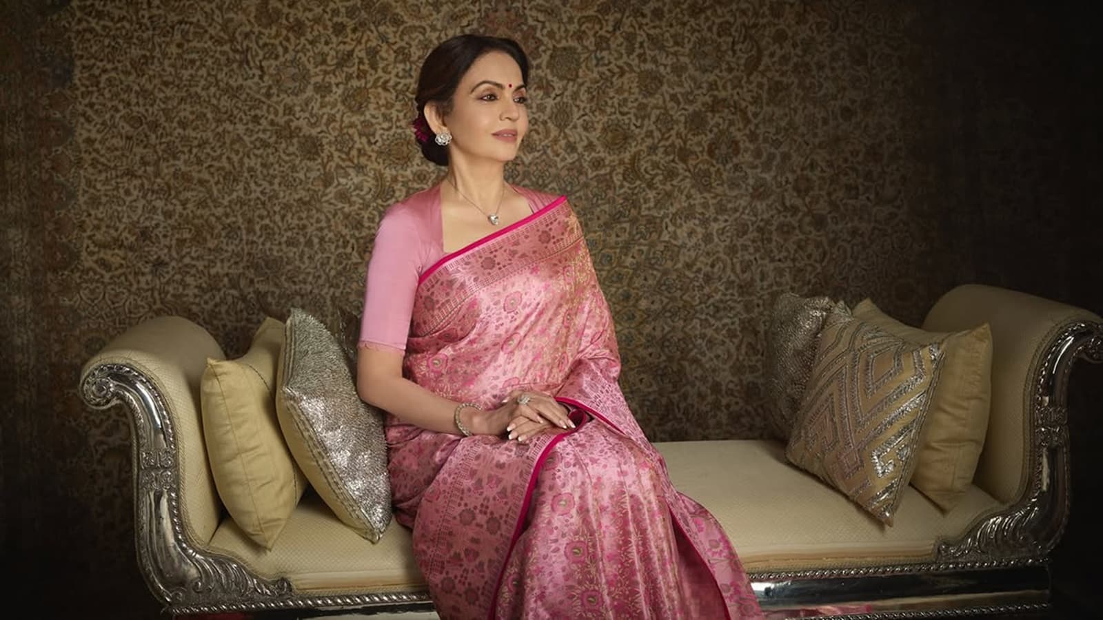 Nita Ambani receives Most Powerful Women honour draped in Gulab Holi inspired Banarasi