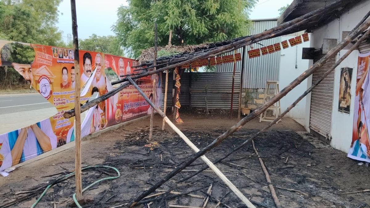 TVK election office set afire near Tiruchi