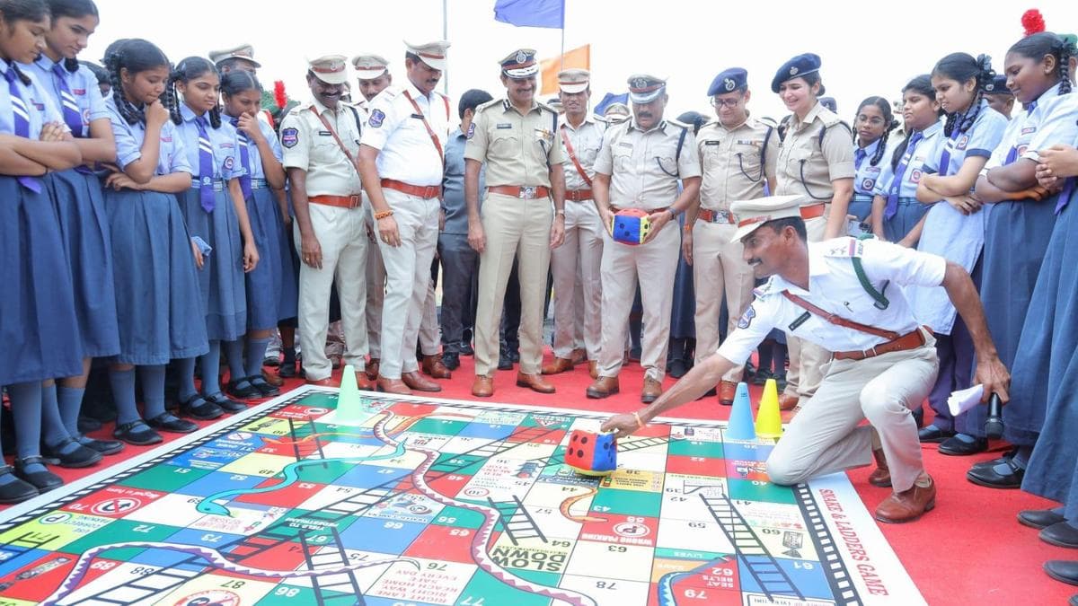 Snakes and Ladders game helps drive home road safety message in Khammam