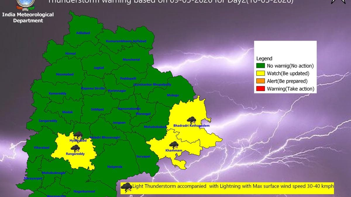 Thunderstorm forecast in four Telangana districts today