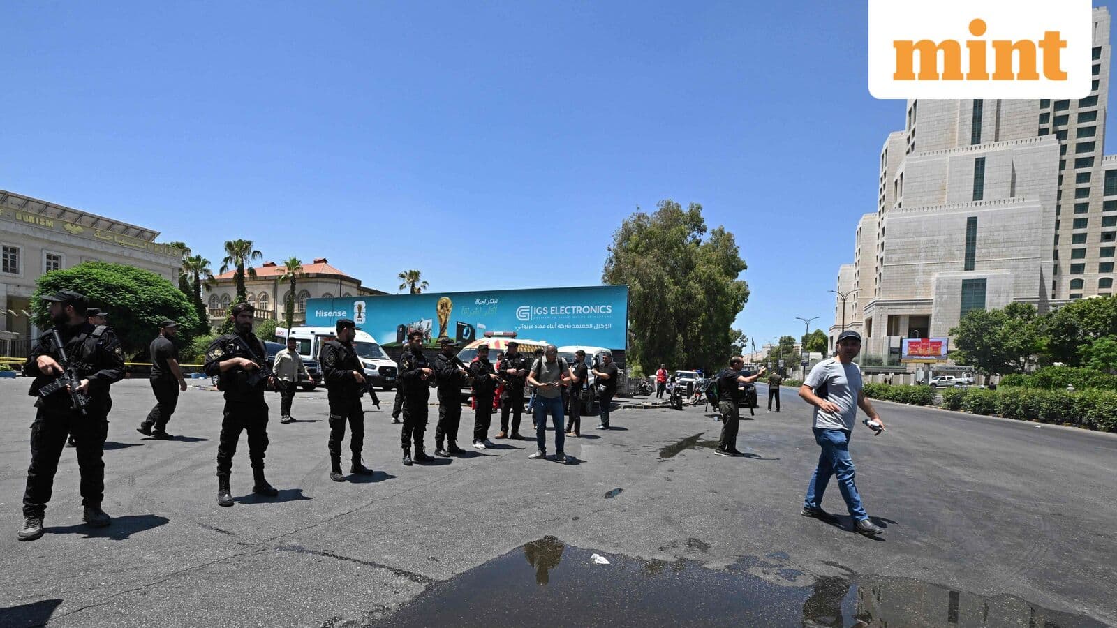 Explosions rock Damascus near Macron's hotel as he meets Syria's Ahmad al-Sharaa; 4 injured